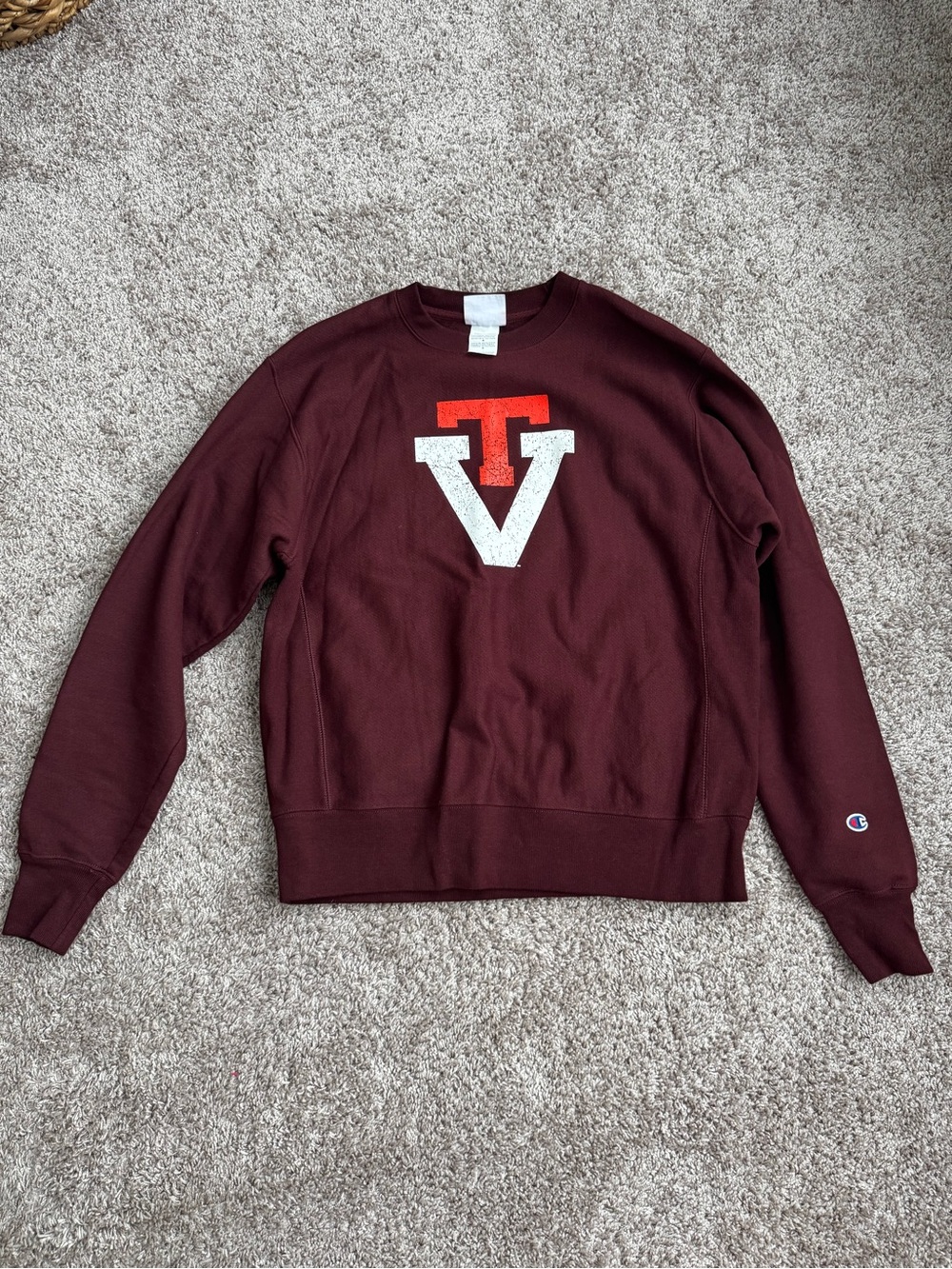 Champion Reverse Weave Crew Neck Sweatshirt Virginia Tech - Maroon Medium